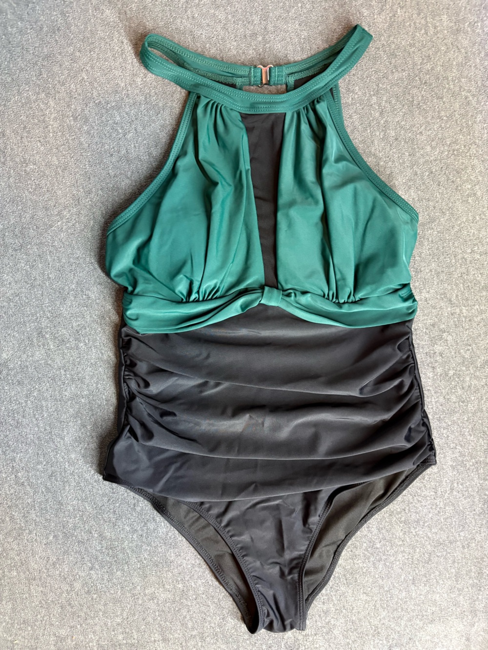 🆕Tempt Me Women One Piece Swimsuit High Neck Plunge Ruched Tummy Control  M